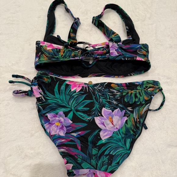 New! Set! Victoria's Secret Black Palm Bikini Set 45568 - Picture 7 of 14